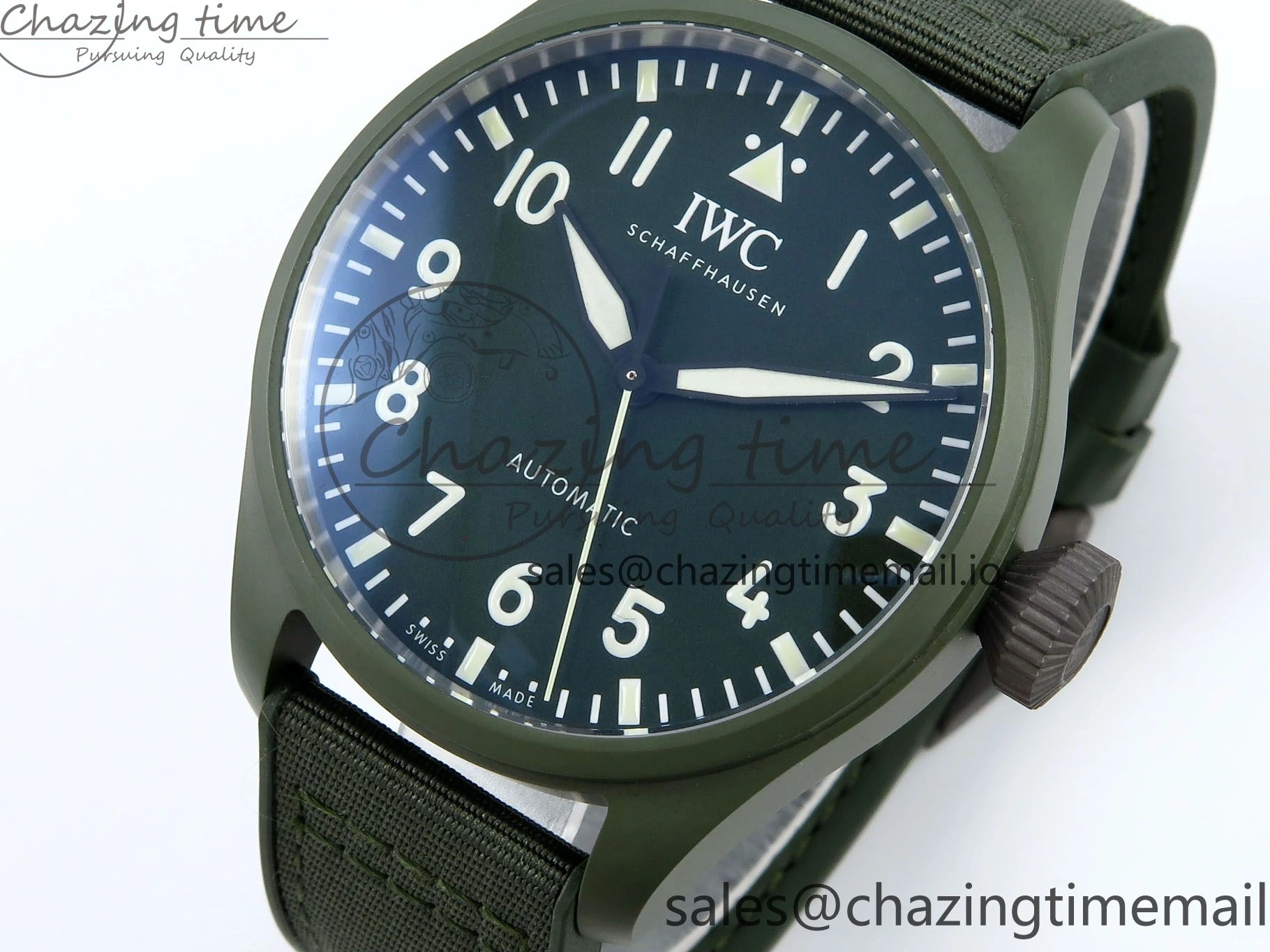 MIROTIME 0117 Big Pilot IW329802 M+F 1:1 Best Edition Green Dial on Green Nylon Strap MY Unique 7002